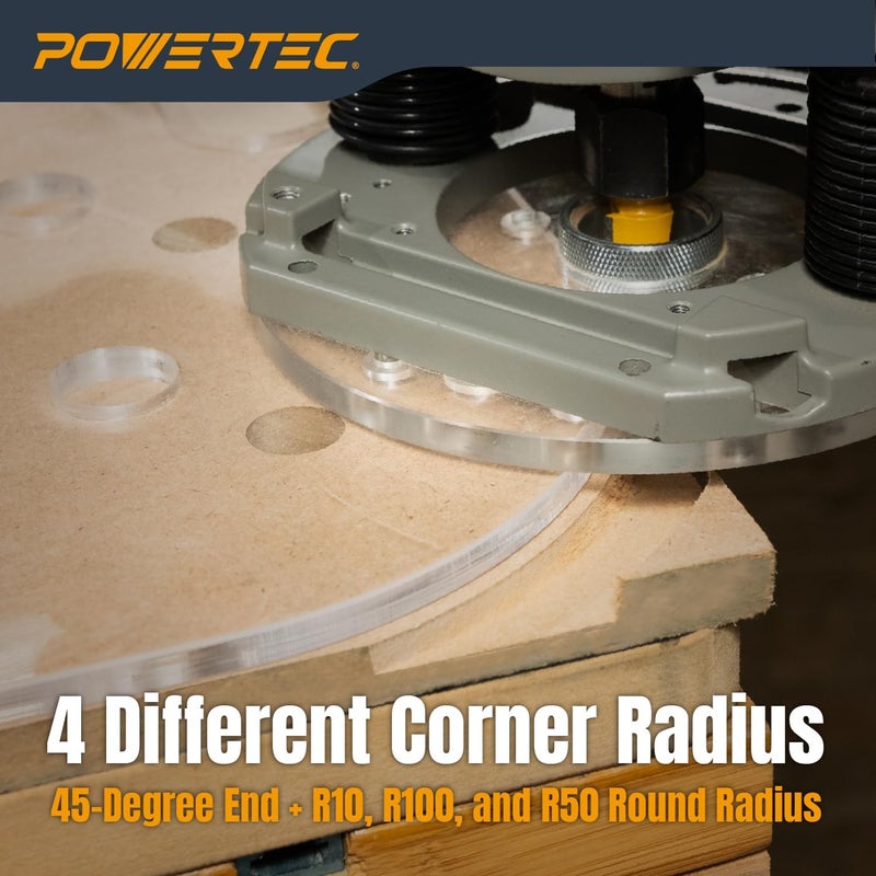 POWERTEC قالب عمل MFT - قالب راوتر لثقوب 3/4"، يتضمن بتة غاطسة مستقيمة 3/4" ودليل بوشينغ، يناسب قاعدة بورتير-كابل (71959V) - Image 5